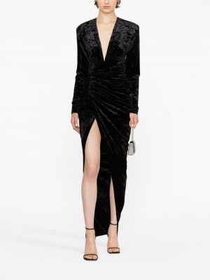 Welurowa sukienka wieczorowa asymetryczna drapowana Alexandre Vauthier czarna