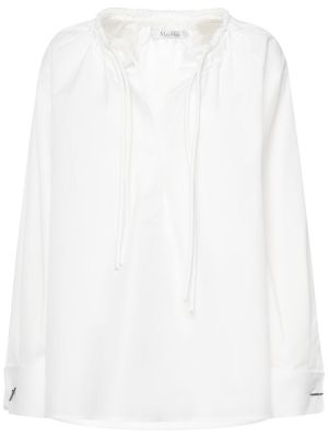Nėriniuota medvilninė marškiniai su raišteliais Max Mara balta