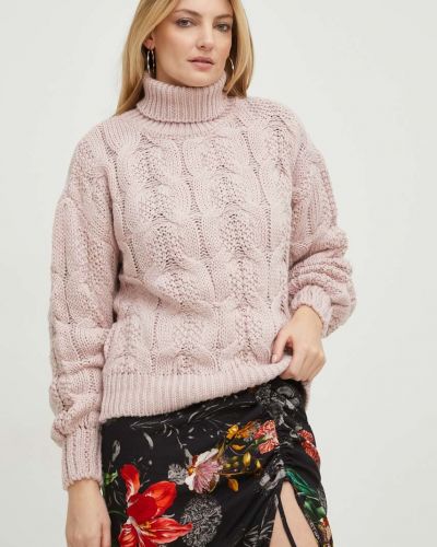Vlněný svetr Answear Lab růžový