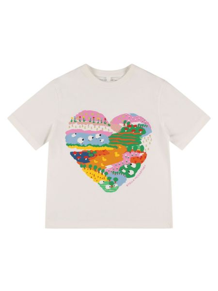 Jersey trykt bomull t-skjorte for jenter Stella Mccartney Kids hvit