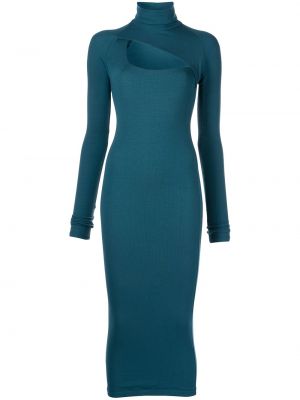 Midi šaty s dlouhými rukávy z modalu Alix Nyc - modrá