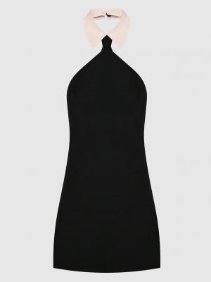 Шелковое шерстяное платье мини Valentino черное