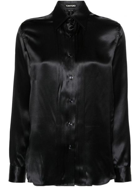 Hodvábna saténová košeľa Tom Ford čierna