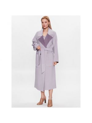 Palton de lână Calvin Klein violet