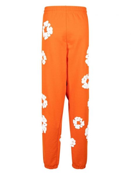 Raštuotos medvilninės sportinės kelnes Denim Tears oranžinė