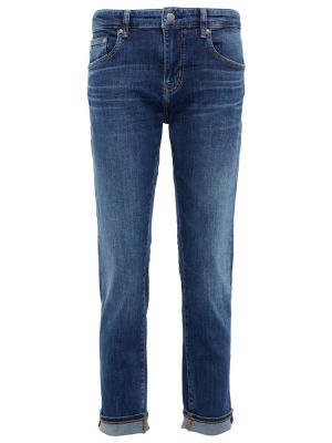 Slim fit džíny s klučičím střihem Ag Jeans modré