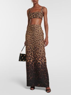 Dlhá sukňa s potlačou s leopardím vzorom Valentino béžová