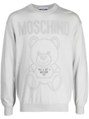 Pull en laine Moschino gris