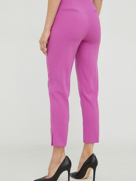 Jednobarevné kalhoty s vysokým pasem Patrizia Pepe fialové