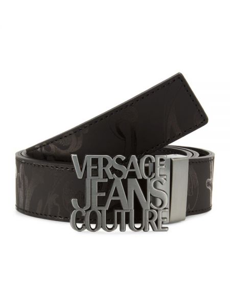 Кожаный ремень с пряжкой Versace черный