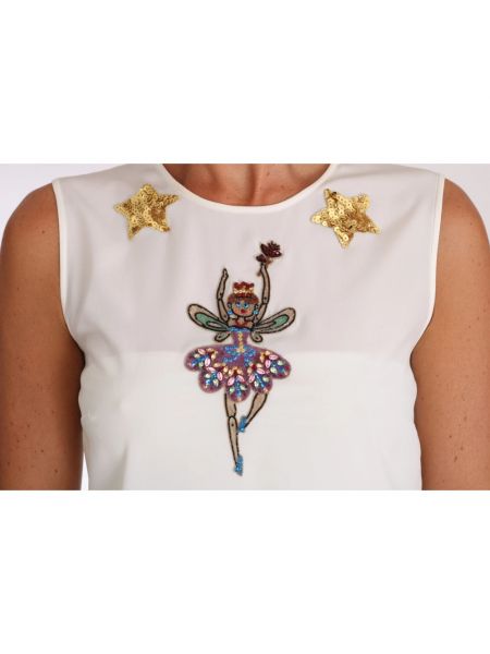 Blusa de seda de cristal Dolce & Gabbana blanco