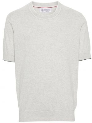 T-shirt en coton à motif mélangé Brunello Cucinelli gris