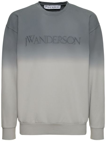 Sweatshirt med broderi i bomull Jw Anderson grå