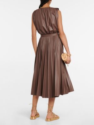 Plisovaná kožená sukňa z ekologickej kože Altuzarra hnedá