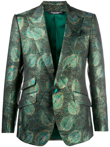 Blazer con plumas de tejido jacquard de plumas Dolce & Gabbana verde