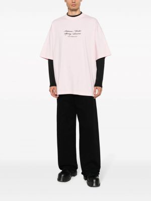 Bavlněné tričko s výšivkou Vetements růžové