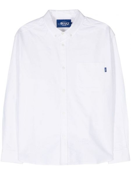Pernata pamučna košulja s ovratnikom s gumbima Awake Ny bijela