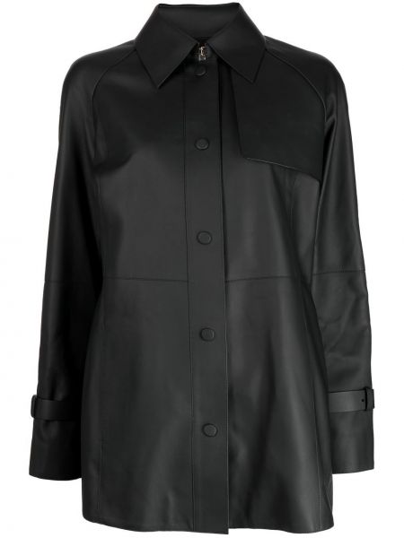 Δερμάτινο πουκάμισο Fendi μαύρο