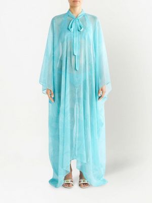 Průsvitné dlouhé šaty s abstraktním vzorem Etro modré