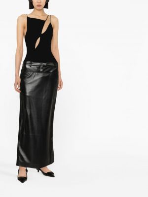 Černé kožená sukně s nízkým pasem Aya Muse