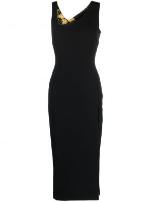 Asimetrična koktejl obleka brez rokavov Versace Jeans Couture črna