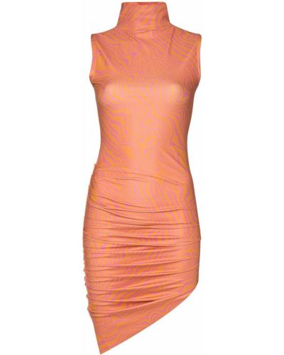 Mini vestido con estampado jaspeado asimétrico Maisie Wilen naranja
