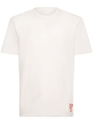 Bavlněné tričko s oděrkami jersey Golden Goose bílé