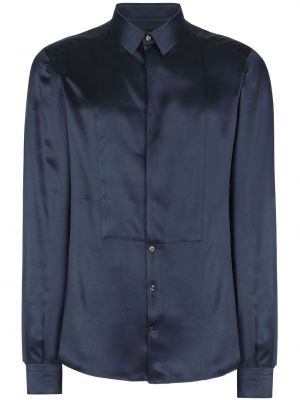Hedvábná saténová košile Dolce & Gabbana modrá