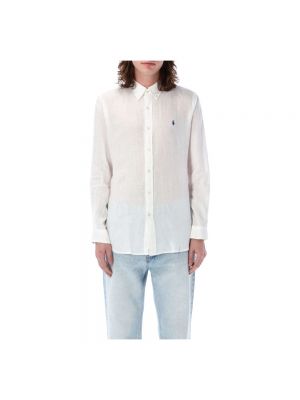 Camicia ricamata di lino Ralph Lauren bianco