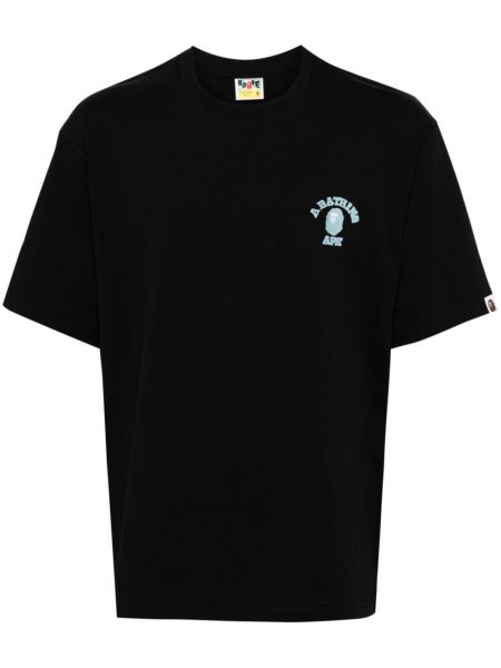 Kokvilnas t-krekls ar izšuvumiem A Bathing Ape® melns