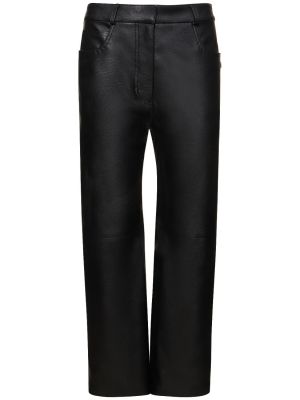 Pantalones rectos de cuero de cuero sintético Stella Mccartney negro