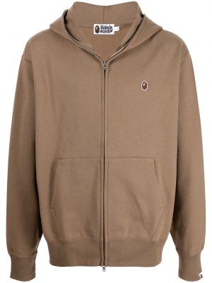 Zip brodert hettegenser A Bathing Ape® brun