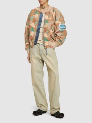 Pamučna bomber jakna s camo uzorkom Acne Studios narančasta