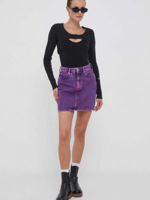 Spódnica jeansowa Calvin Klein Jeans fioletowa