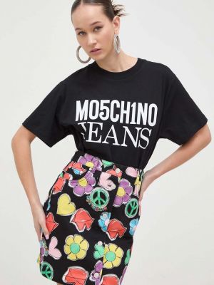 Памучна тениска Moschino Jeans черно