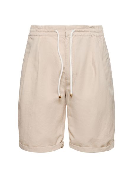 Pantalones cortos de lino de algodón Brunello Cucinelli beige