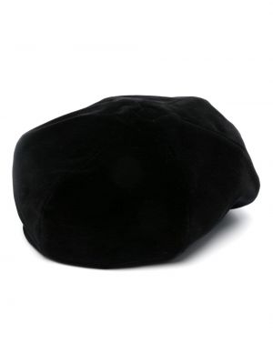 Haftowany beret bawełniany Miu Miu czarny