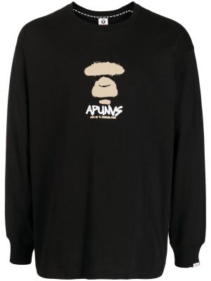 T-shirt con stampa a maniche lunghe Aape By *a Bathing Ape® nero
