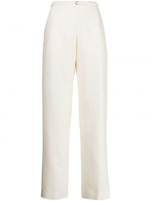 Relaxed копринени вълнени панталон Gia Studios бяло