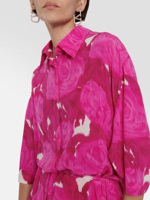 Blusa de seda de flores Valentino rosa