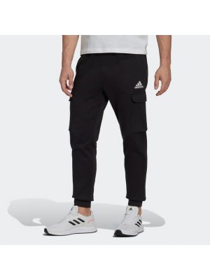 Pantalon cargo en polaire en coton en jersey Adidas noir