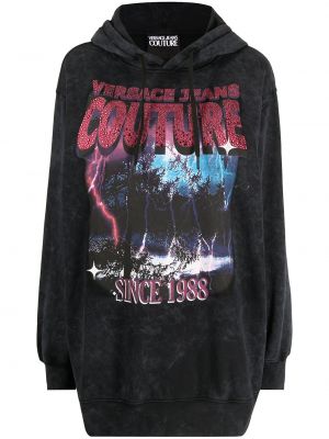 Hoodie con stampa Versace Jeans Couture nero