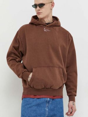 Pamučna hoodie s kapuljačom Karl Kani smeđa