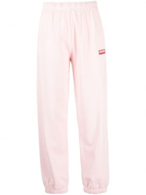 Pantaloni cu broderie din bumbac Kenzo roz