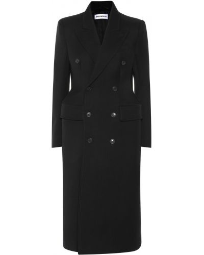Вълнено палто Balenciaga черно