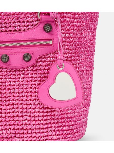 Δερμάτινη τσάντα shopper Balenciaga ροζ
