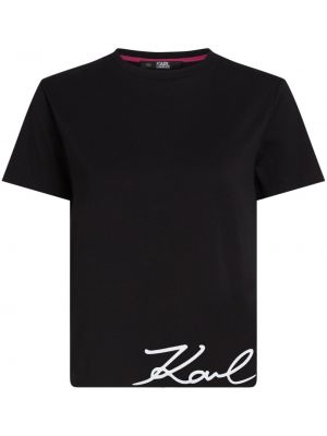 T-shirt en coton à imprimé Karl Lagerfeld noir