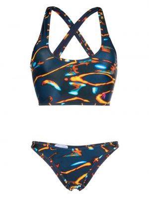 Bikini s potiskom z abstraktnimi vzorci The Attico modra