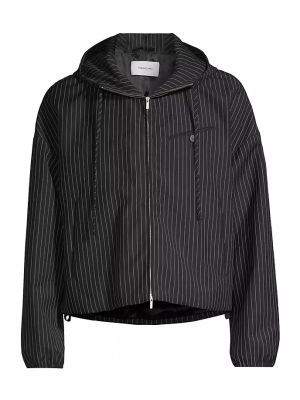 Шерстяная куртка на молнии в полоску Ferragamo черная