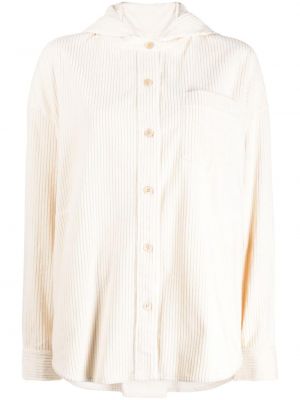 Marškiniai kordinis velvetas su gobtuvu Studio Tomboy balta